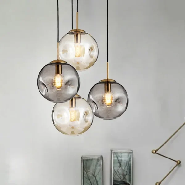 Modern Pendant Lamps Led Glass Ball New Designer Nordic Suspension Hanging Indoor Decor Restaurant Hallway Lighting Gray Light - Image 2