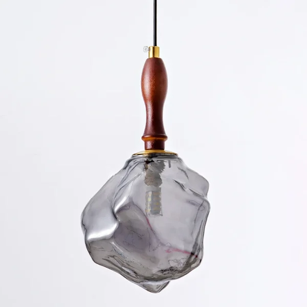Single Glass Pendant Lamp Walnut Wood Modern Italian Eye Protection Bedside Small Pendant Light Retro Dining Room Entryway Lamps - Image 3